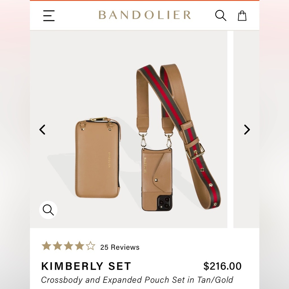 Bandolier iPhone 14 Max -Kimberly set cross body phone holder and wallet.